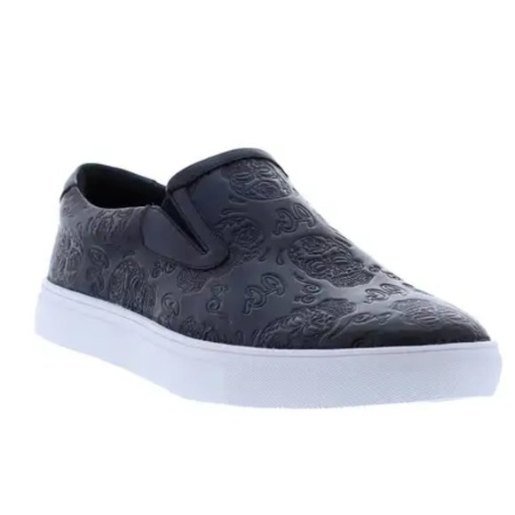 NWT Robert Graham Rider Navy Embossed Leather Slip-On Sneaker - Picture 1 of 10